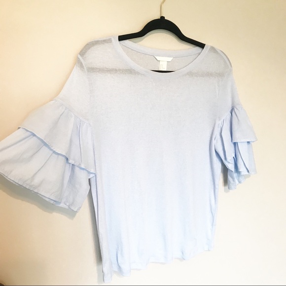 H&M Tops - H&M - Light Blue Ruffle Sleeve Top